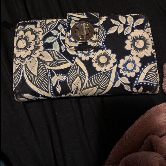 Vera Bradley Handbags - Vera Bradley Black and Cream Floral Wallet